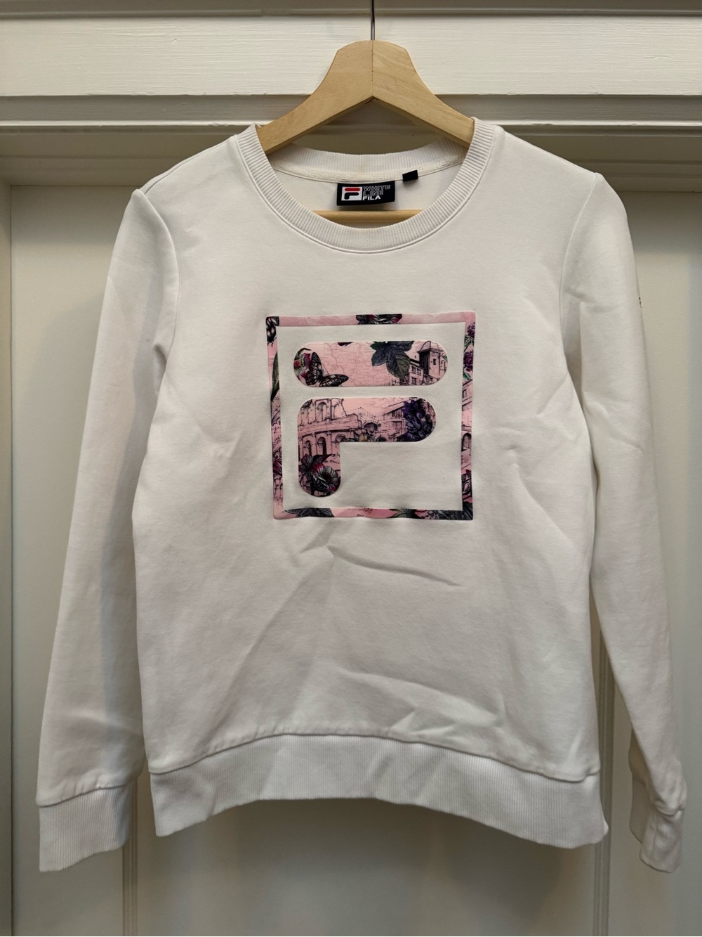 Fila | White Sweatshirt with Pink Floral Logo Print